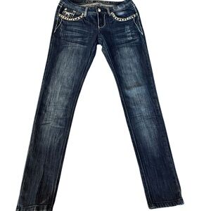 Blue Republic Women’s Size 13 Skinny Jeans Rhinestones Dark Wash